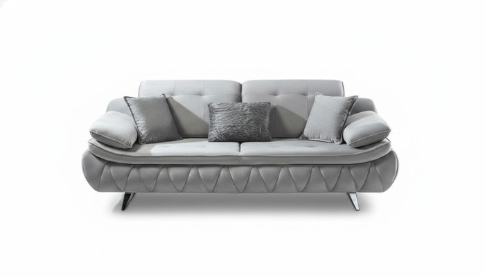 Grigio design moderno di lusso divano a tre posti in stoffa per soggiorno materiale tessile