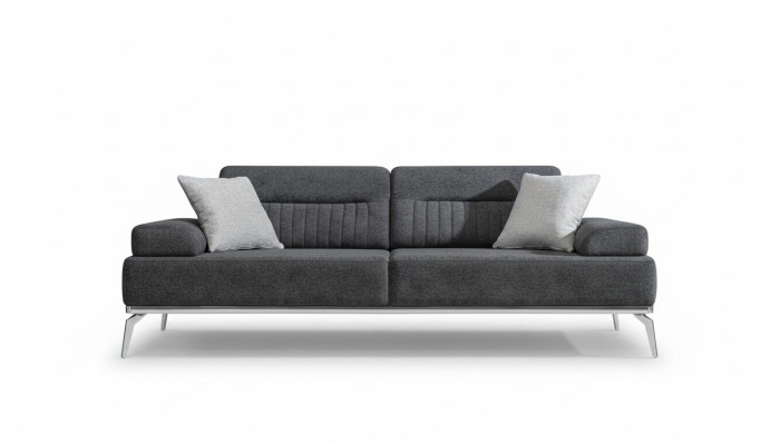 Grigio Salotto Divano moderno in tessuto a 3 posti Design di lusso Materiale tessile