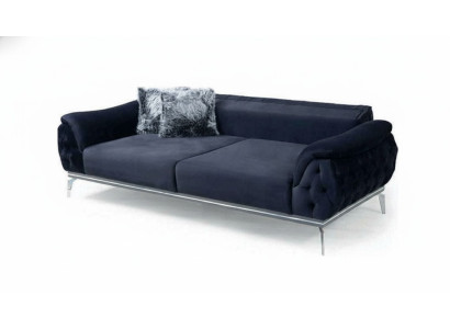 Nero Chesterfield Design Tessuto Materiale Moderno Divano a 3 Posti in Tessuto