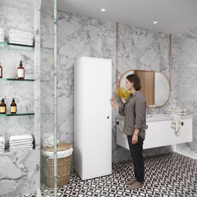 Bagno Mobile da bagno Design moderno con ripiani Bianco Rettangolare Moderno