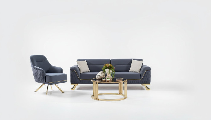 Soggiorno blu Set di divani angolari di design Divano di lusso Sedia moderna