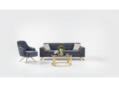 Soggiorno blu Set di divani angolari di design Divano di lusso Sedia moderna