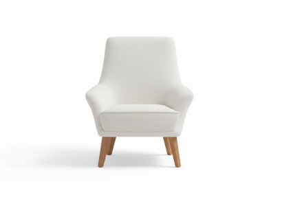 Sedia imbottita bianca, mobili da soggiorno di design, lussuosa poltrona singola.