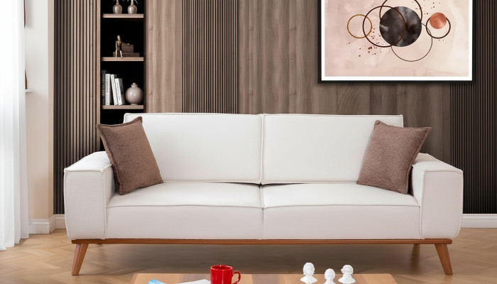 Set di divani bianchi eleganti con poltrona design a 3 posti 2 pezzi