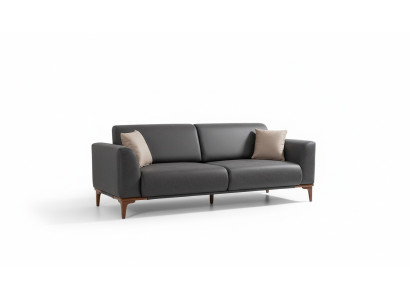 Salotto design nero-beige composto da divano a 3 posti e poltrona con schienale. Set da 2 pezzi.