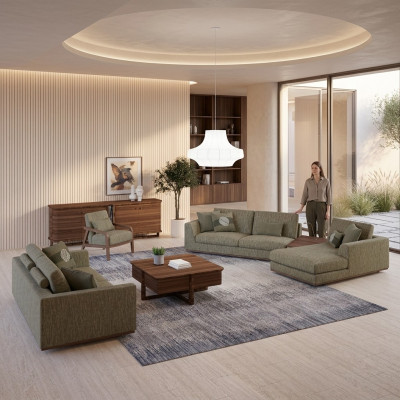 Set di divani completo 3 pezzi Divano a due posti Relax Divano ad angolo Forma ad L Moderno Poltrona