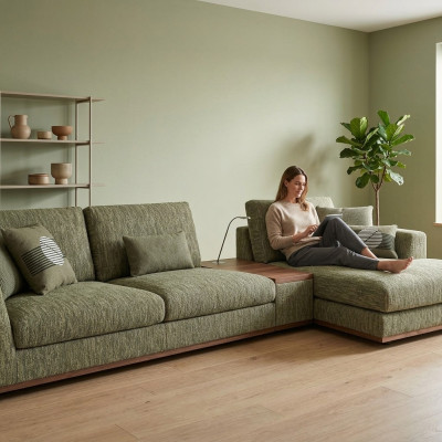 Sofà di lusso Relax a L per il salotto, set di mobili imbottiti angolari nuovi.