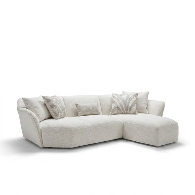 Divano design, bianco, arredamento soggiorno, divano ad angolo in formato L, imbottiti.