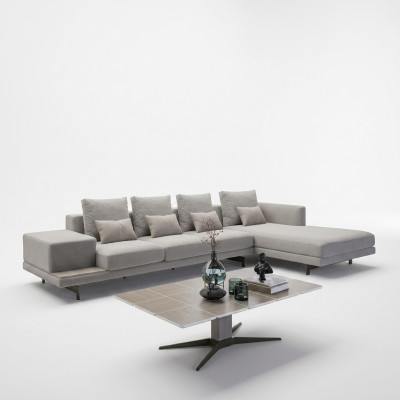 Set da salotto di lusso 3 pezzi divano ad angolo a forma di L Nuovo tavolino da salotto con tavolino in legno