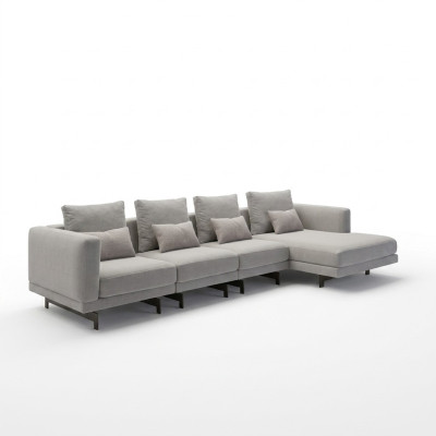 Set da salotto di lusso completo con divano ad angolo, divano a forma di L, design moderno e arredamento.