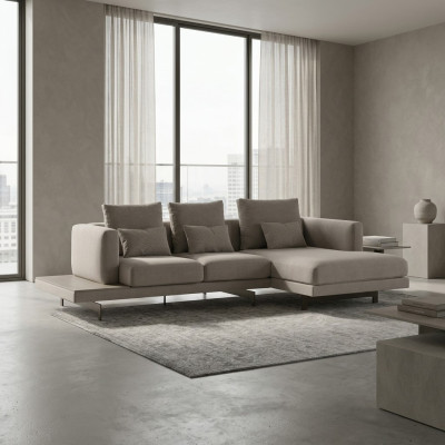 Divano angolare moderno grigio designer per il soggiorno.