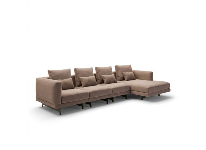 Mobili imbottiti beige di lusso, set da salotto ad angolo, divano ad angolo forma L, arredamento design.
