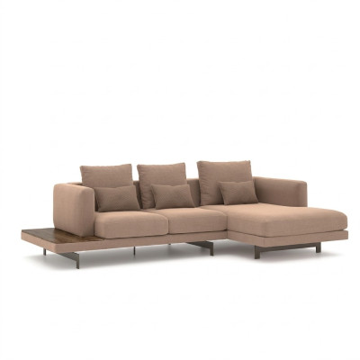 Divano angolare imbottito a L beige: mobili di design per il salotto.