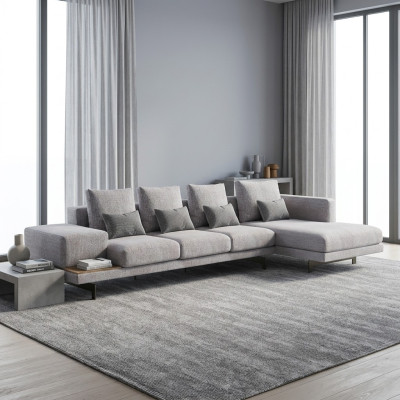 Mobili imbottiti angolari per il soggiorno, divano d'angolo in forma di L, set di design.