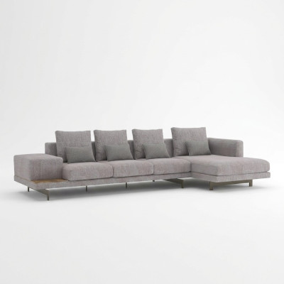 Mobili imbottiti angolari per il soggiorno, divano d'angolo in forma di L, set di design.