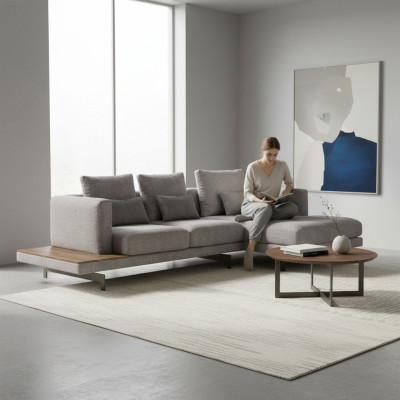 Soggiorno set divano angolare moderno a L grigio designer divano imbottito