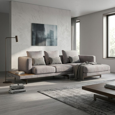 Soggiorno set divano angolare moderno a L grigio designer divano imbottito