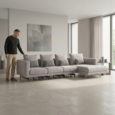 Divano ad angolo a L Relax soggiorno Grigio Angolo Set Divano imbottito Mobili