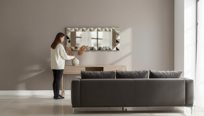 Specchio di lusso grigio design moderno specchio da parete mobili soggiorno nuovo arredamento.