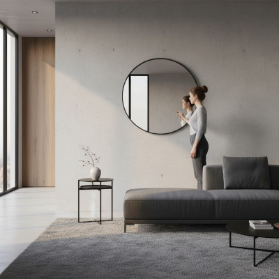 Specchio rotondo, design moderno, arredamento da designer, decorazione, specchio da parete, nuovo arredamento