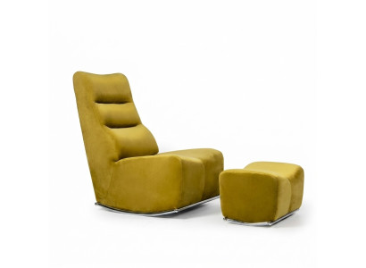 Giallo lusso completo poltrona con poggiapiedi, arredamento soggiorno tessuto design.
