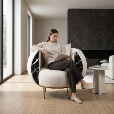 Design poltrona soggiorno Divano di lusso Nuovo tappezzeria Moderna Tessuto Nuovi mobili imbottiti