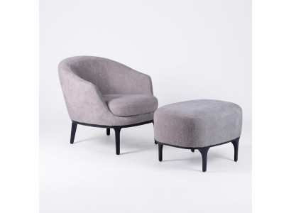 Set soggiorno 2 pezzi poltrona con pouf designer moderno mobili imbottiti