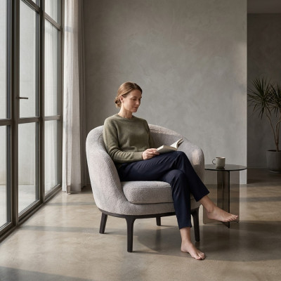 Designer di lusso Grigio Poltrona imbottita Divano Sedile Moderno Tessile Arredamento imbottito