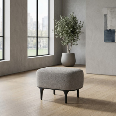 Designer Modern Grey Ottoman Soggiorno Tessuto Imbottito Mobili Imbottiti