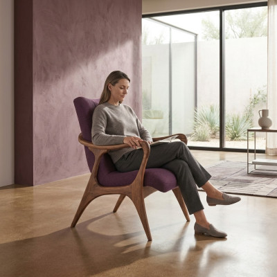 Design sedie viola poltrona divano sedile soggiorno legno moderno imbottitura tessuto
