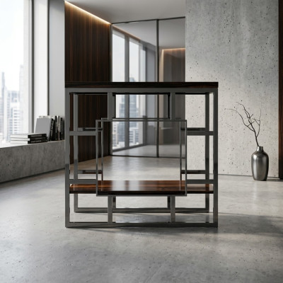 Tavolo da consolle in legno acciaio inox console lusso design soggiorno