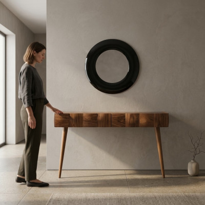 Console mobile moderna in legno con specchio tavolo da consolle lussuoso soggiorno