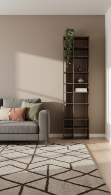 Mobile libreria in legno marrone moderno per il soggiorno. Nuovi mobili per l'arredamento.