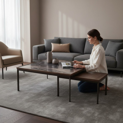 Soggiorno Nuovo 2x Tavolino da caffè Lusso Tavolo Arredamento Design Mobili