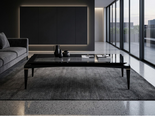 Tavolino nero per soggiorno design di lusso, tavolo da caffè mobili nuovi.