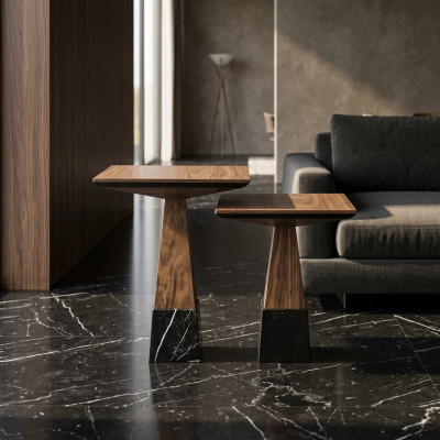2x Tavolino in legno Tavolino da caffè Soggiorno Mobili di design di lusso Arredamento