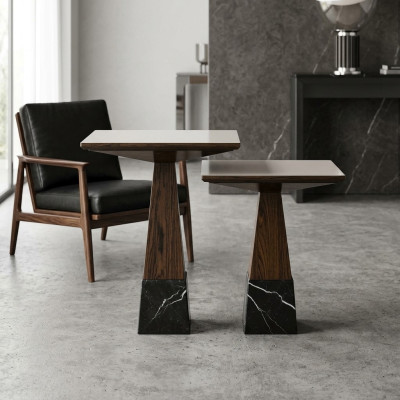 Set di tavolini da soggiorno 2x tavolino da salotto design tavolino in legno arredamento