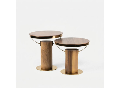 2x Tavolino Rotondo Marrone Tavolino da Salotto Design Moderno