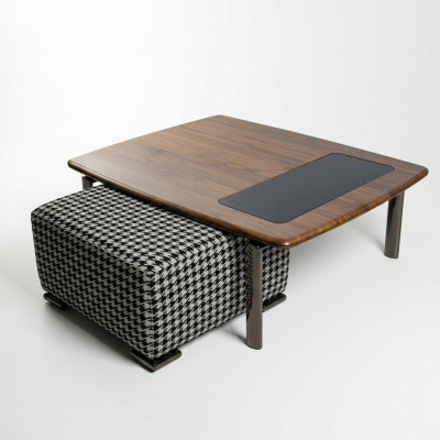 Tavolino moderno completo di design con sgabello per l'arredamento del soggiorno