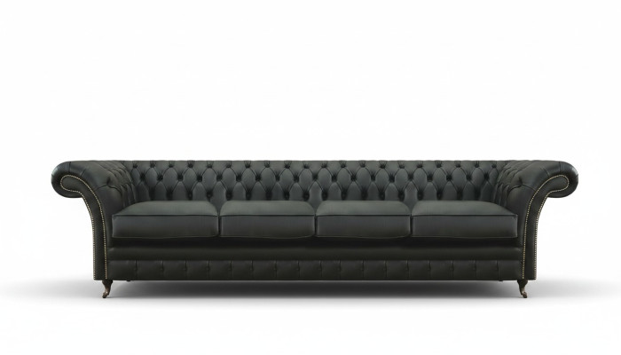 Salotto Chesterfield Divano Nero 4 Posti Moderno Arredamento Nuovo