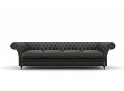 Salotto Chesterfield Divano Nero 4 Posti Moderno Arredamento Nuovo