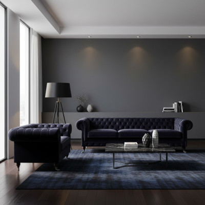 Set soggiorno 2 pezzi Set di divani Tre posti Poltrona Arredamento Chesterfield