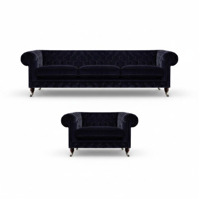 Set soggiorno 2 pezzi Set di divani Tre posti Poltrona Arredamento Chesterfield