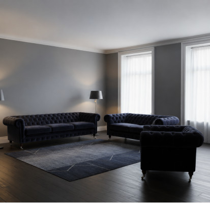 Mobili imbottiti poltrona divano set divani tre posti con divani due posti Chesterfield.