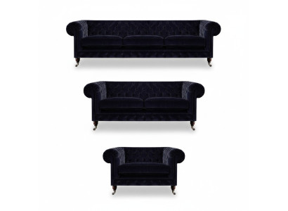 Mobili imbottiti poltrona divano set divani tre posti con divani due posti Chesterfield.