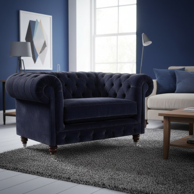 Poltrona soggiorno imbottita lusso tessuto Chesterfield nuovo arredamento
