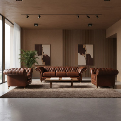 Divani in pelle Set da salotto Set di divani Divani moderni divani Chesterfield