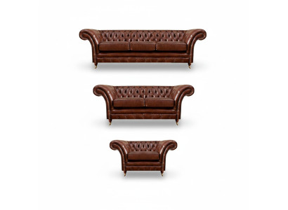 Poltrone divani set 3 pezzi imbottiti sedili poltrone divani Chesterfield nuovi