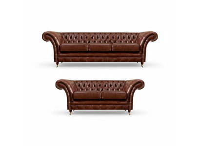 Soggiorno nuovo set divani Chesterfield, divano a tre posti con divano a due posti.