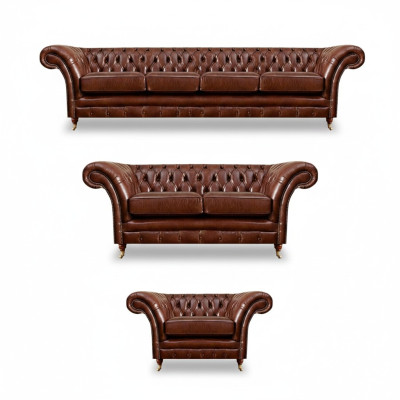Nuovo set di 3 pezzi per il soggiorno Chesterfield divani imbottiti poltrone arredamento